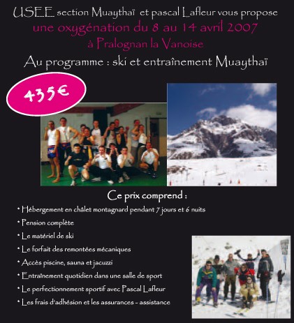 Stage MUAYTHAÏ à Pralognan au 14 avril 2007 avec Pascal Lafleur