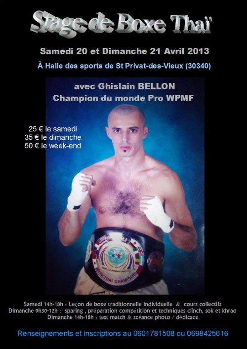 Stage de Muay Thai avec Ghislain BELLON