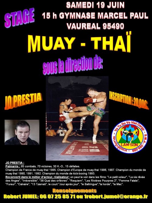 Stage de Muaythai avec JO PRESTIA