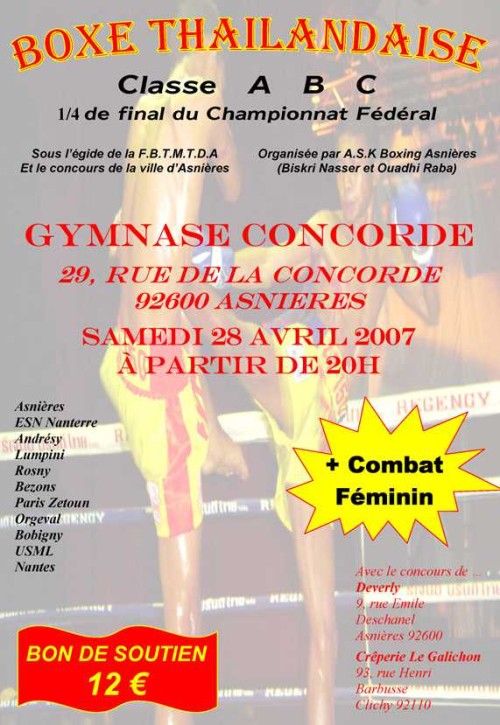 1/4 de finale championnat FBTMTDA